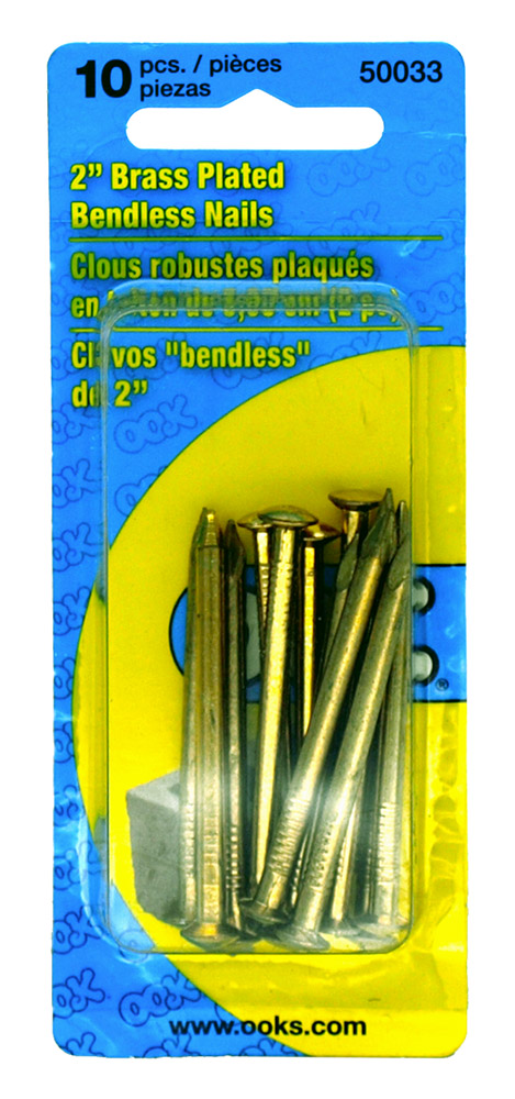 ''10 - pc. 2'''' Brass Plated Bendless NAILS''