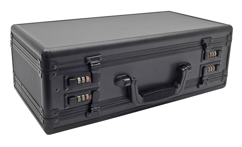 Ribbed Aluminum Double Gun Case w/ Combination Locks Black
