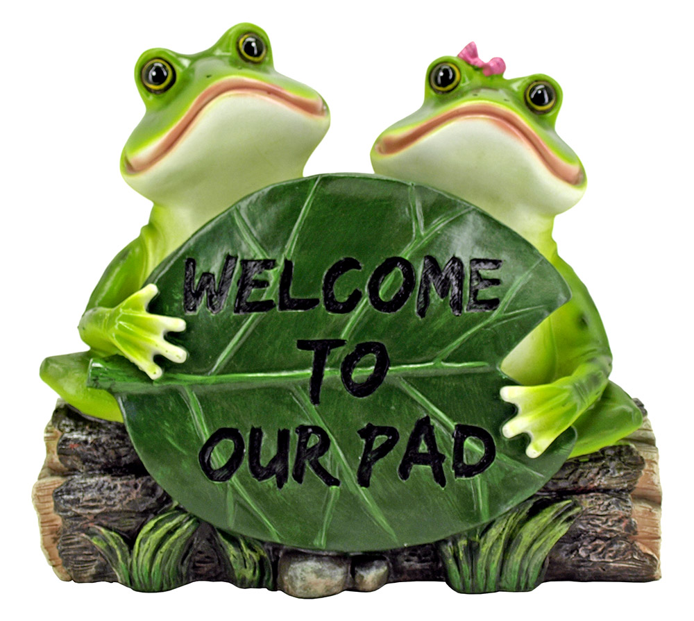 welcome frog garden statue
