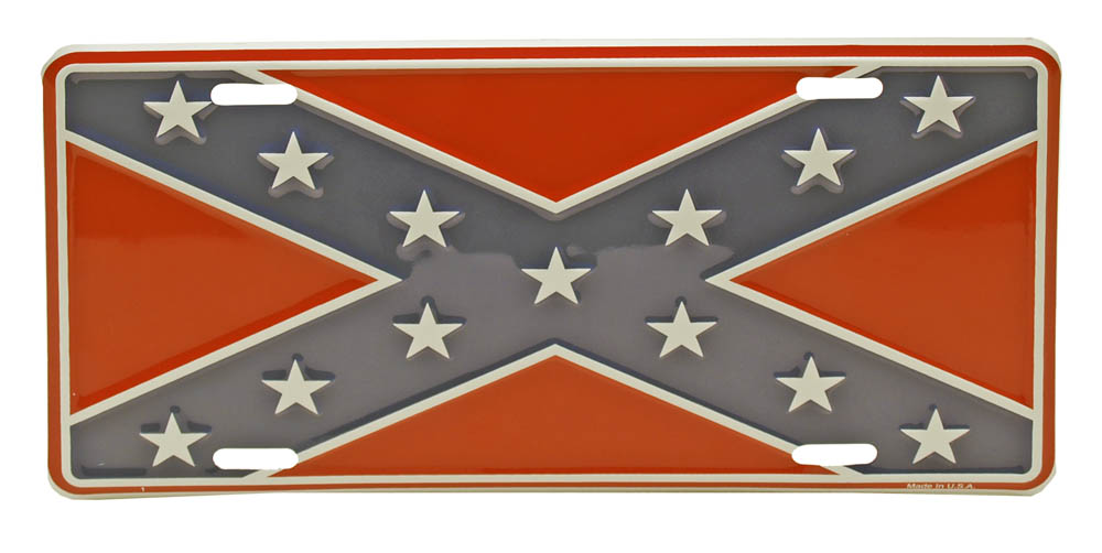Confederate Flag TIN License Plate