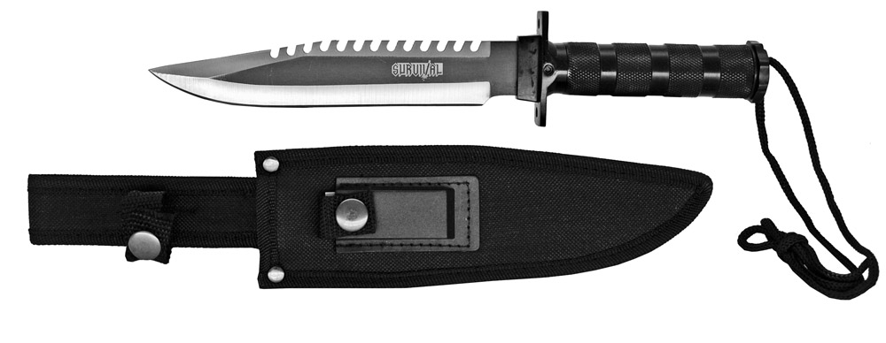 ''12.5'''' Texturized Round Metal Handle SURVIVAL KNIFE''