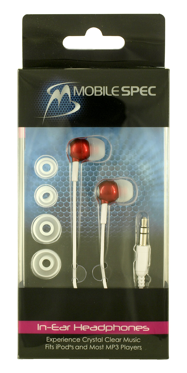 MobileSpec In-Ear HEADPHONES - Red