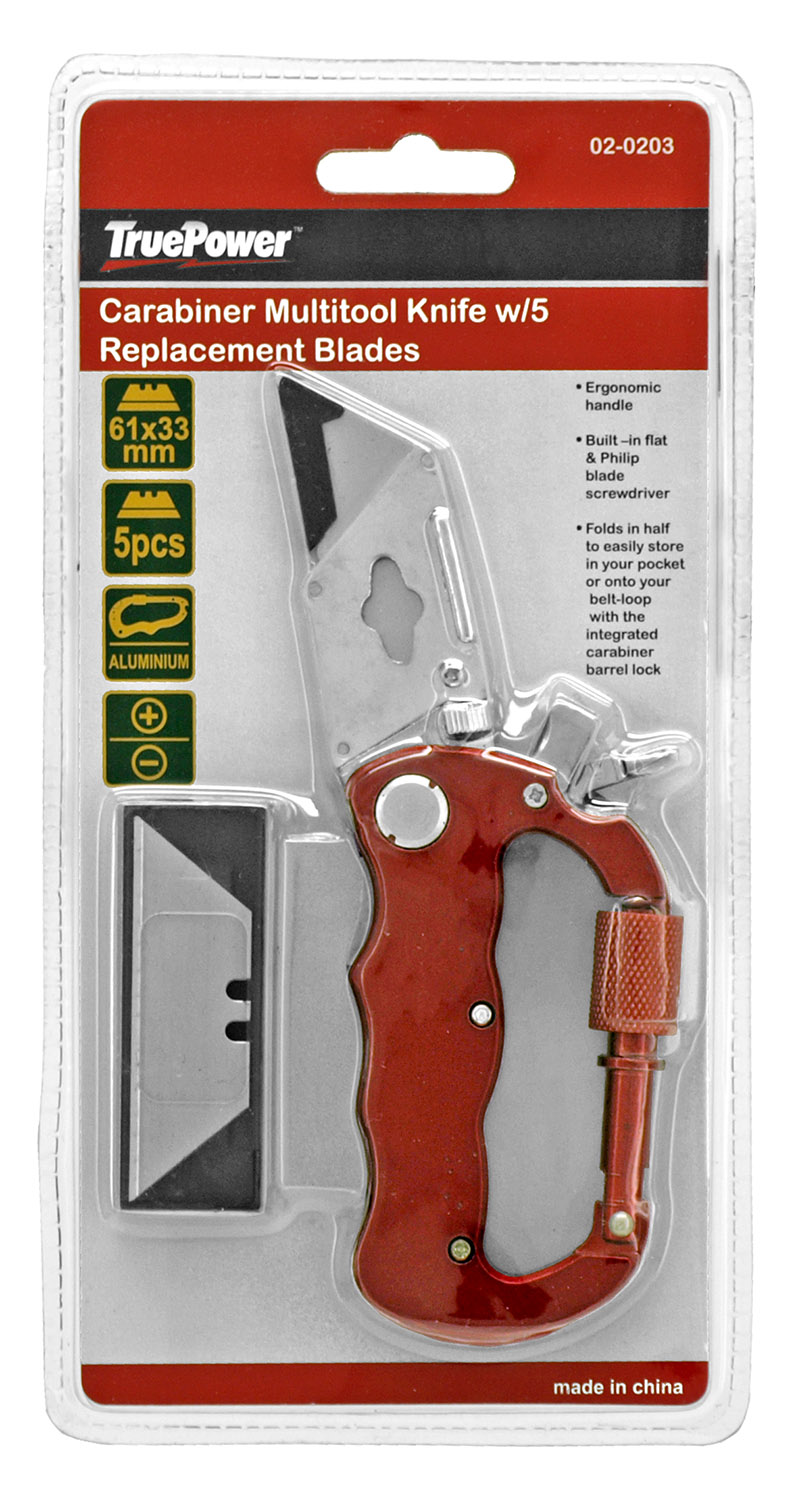 Carabiner Multitool Knife with 5 Replacement Blades
