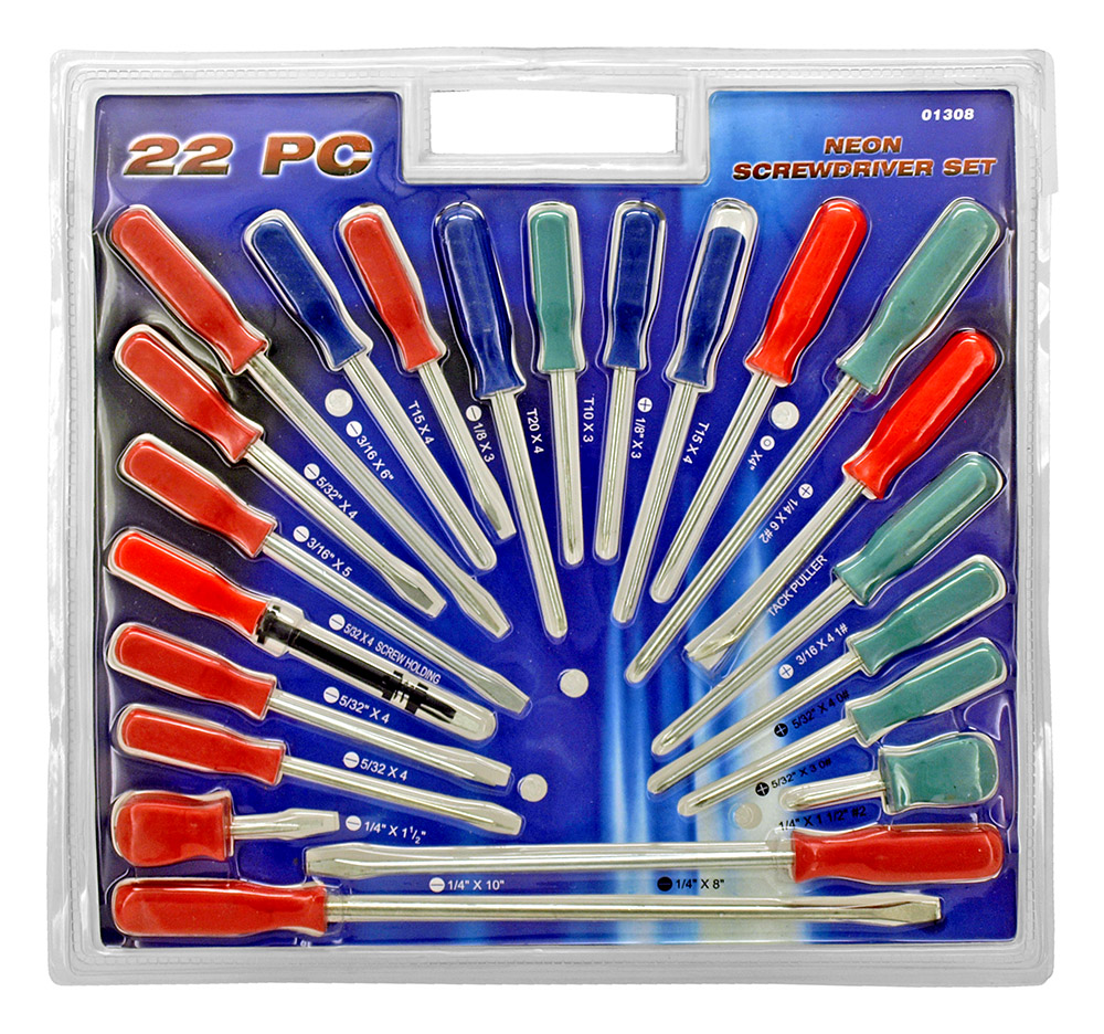 22 pc. Neon Screwdriver Set