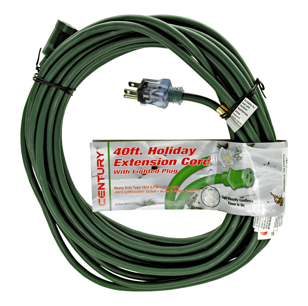 40' Extension Cord Holiday Green