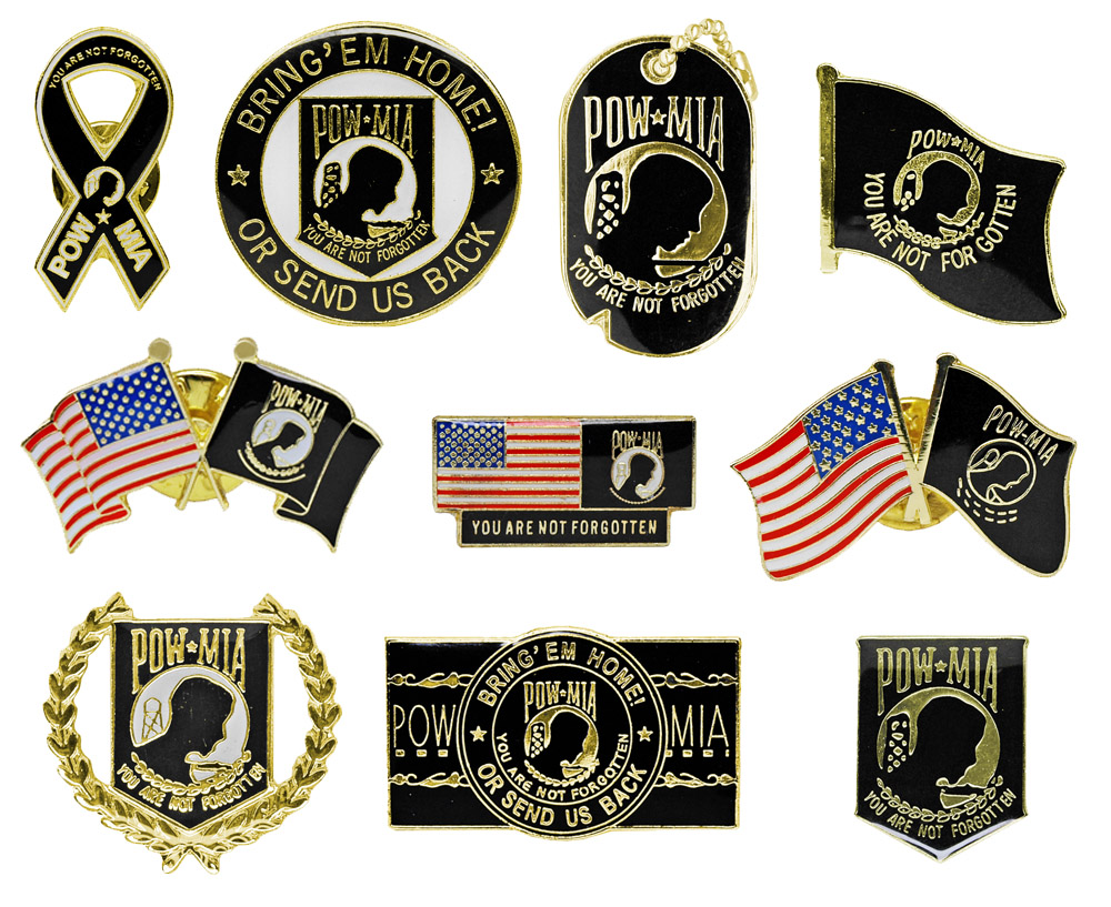 72pc. POW MIA Hat Pin Display