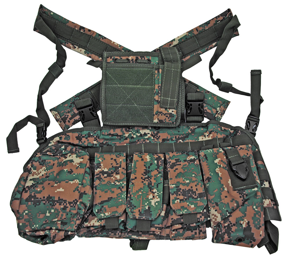 Open Back Tactical Vest Digital Woodland Camo