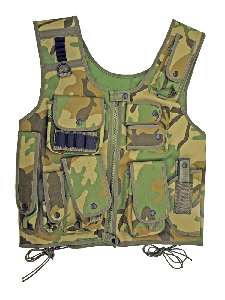 Adjustable Quilted Tactical Vest Woodland Camo