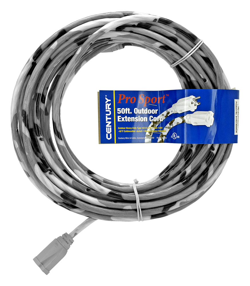 50' Outdoor Extension Cord Winter Camo