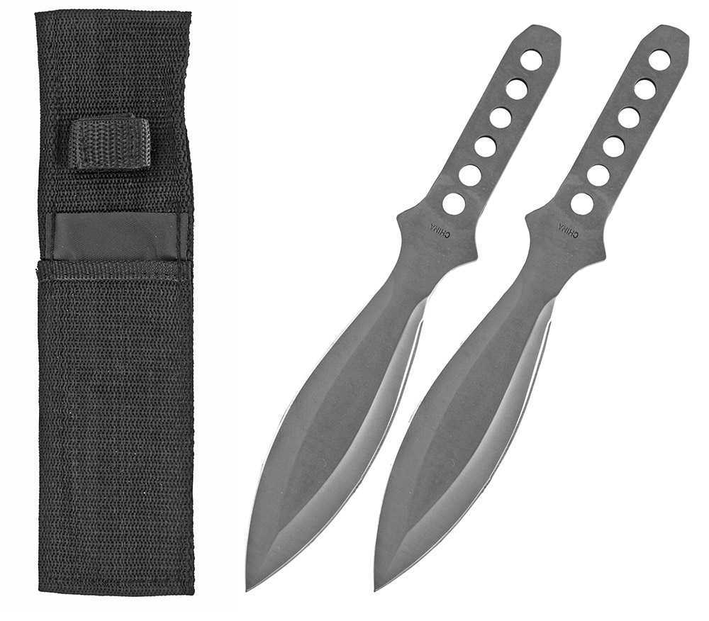 2pc. Spear Point Throwing Knives Silver