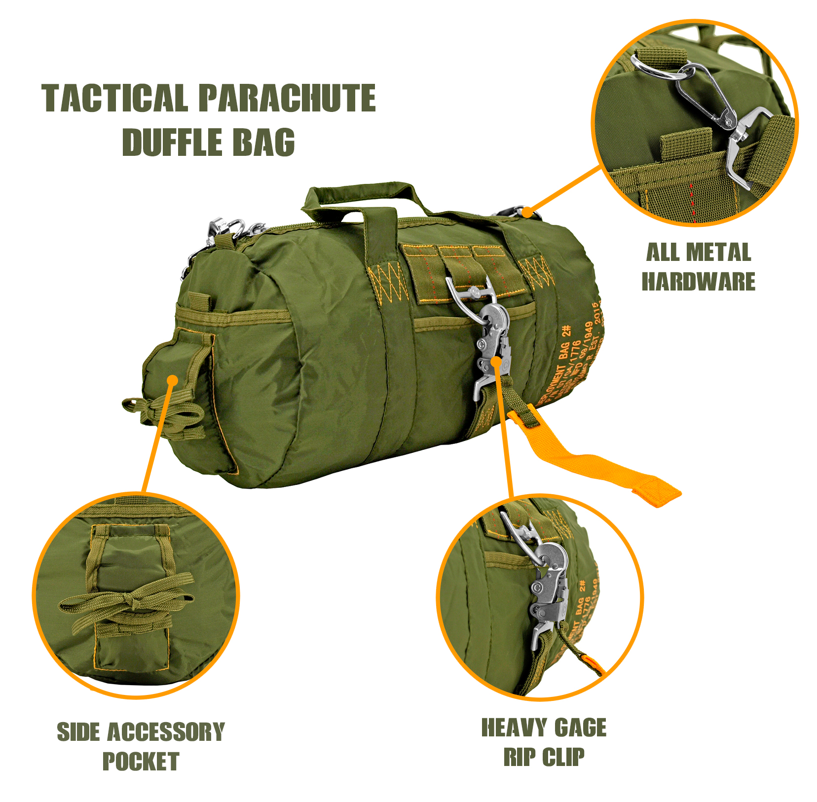 Tactical Parachute Duffle Bag - Olive Green