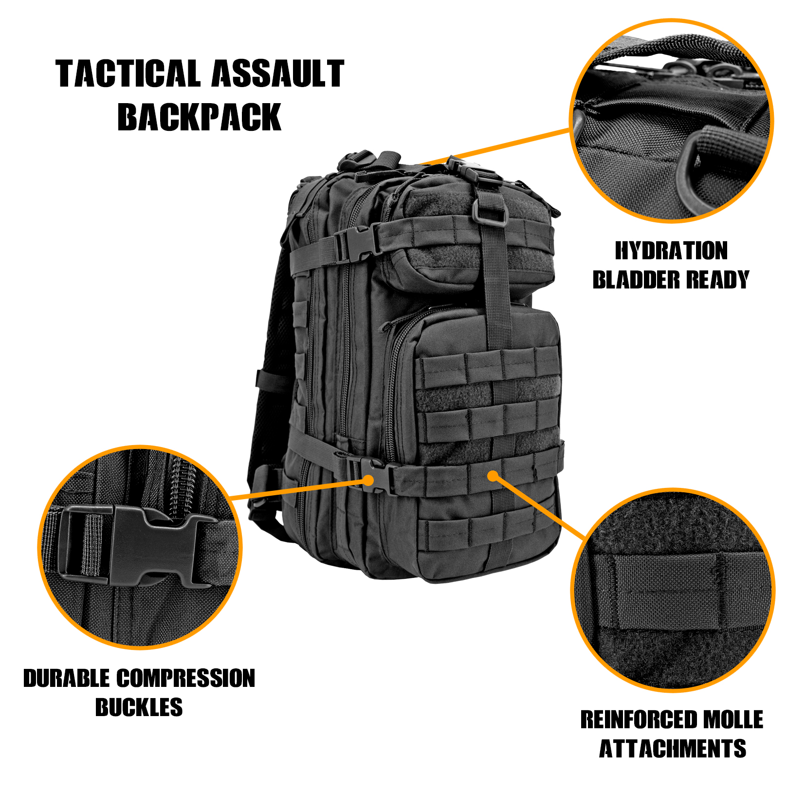 Tactical Assault Backpack Black