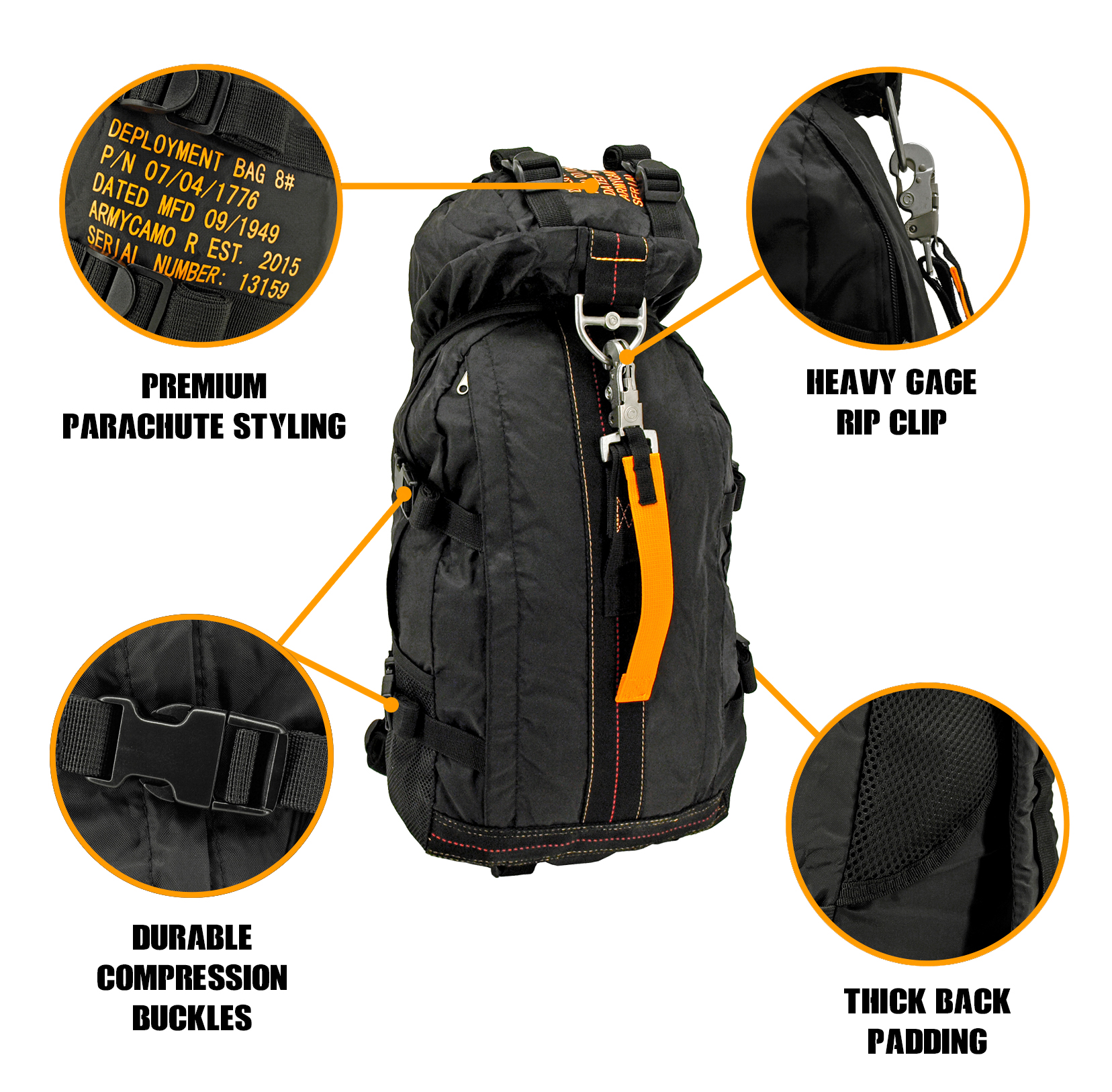 Flight Parachute Backpack Black