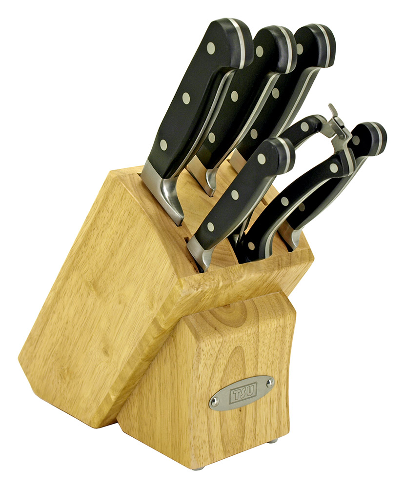 6 pc. TSU Kitchen Knife Set with Wooden Block