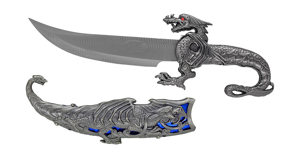 16" Decorative Dragon Knife Blue