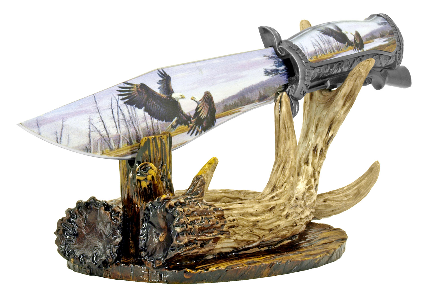 12.25" Hunting Antler Knife Display Eagle