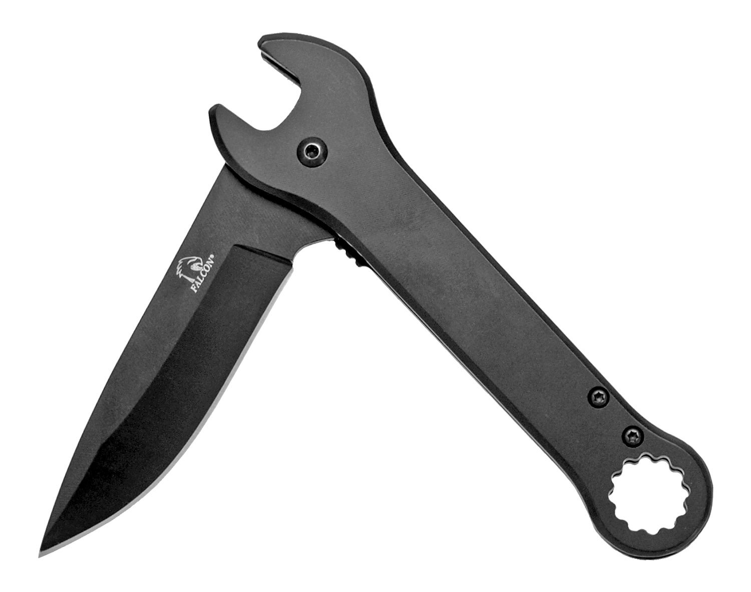 5" Wrench Design Pocket Knife Black