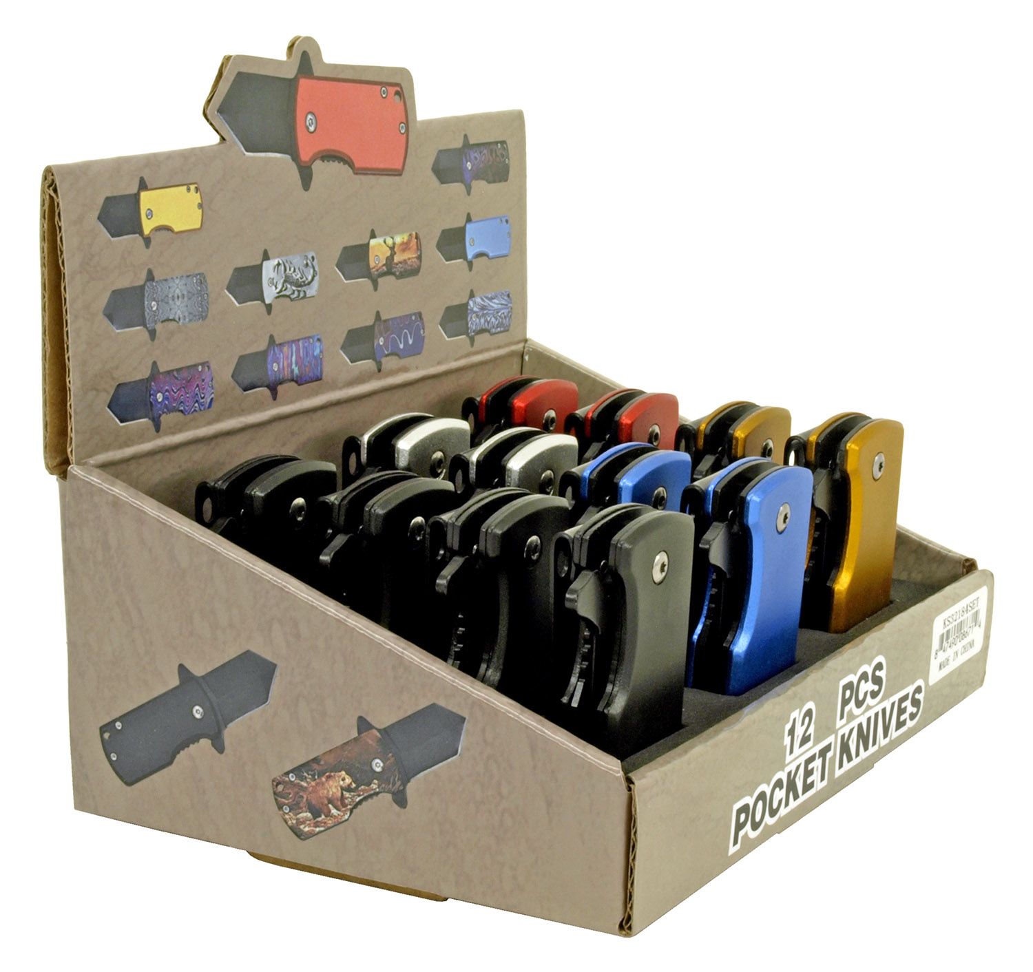 12 pc. Folding Knife Countertop Display Metal