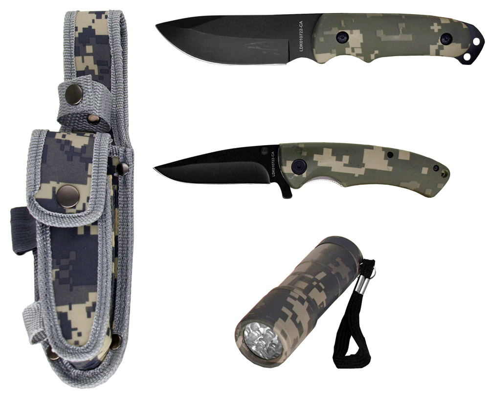 3pc. Camping Knife Set Digital Camo