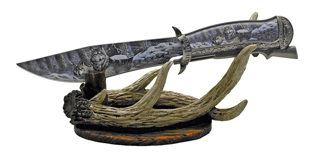 11.75" Decorative Wolf Hunting Knife
