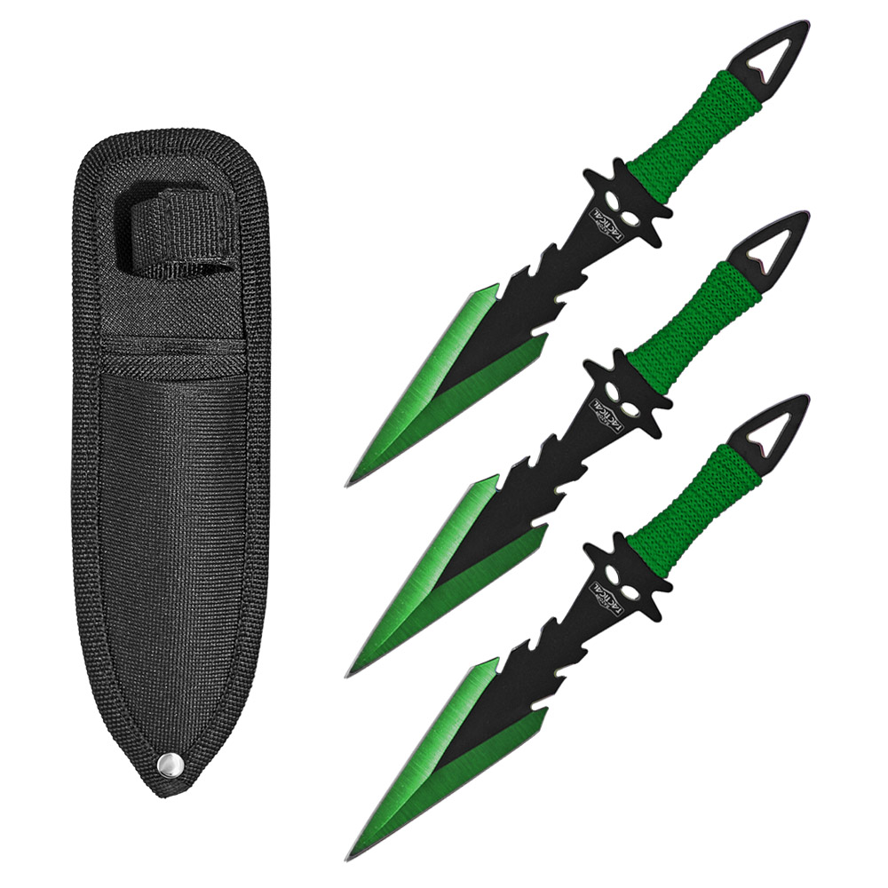 3pc. Dagger Point Throwing Knives Green