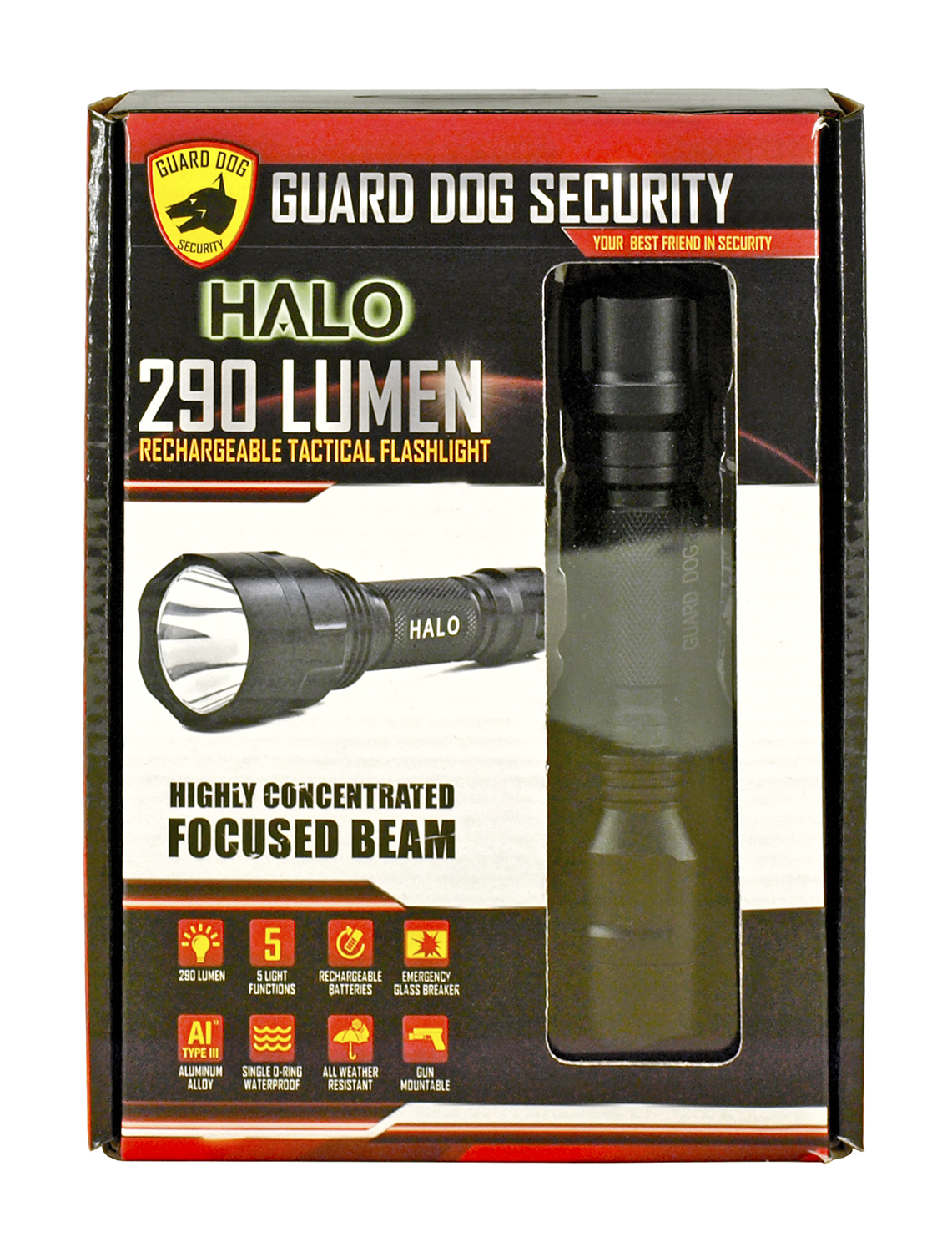 Halo 290 Lumen Rechargeable Tactical Flashlight