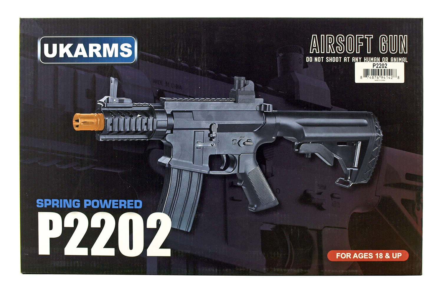 UK Arms P2202 Spring Powered Airsoft Assault Rifle with Adjustable Stock