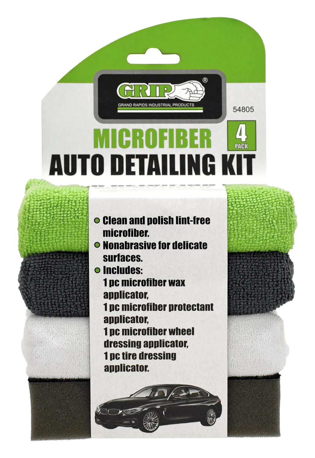 4 pk. Microfiber Auto Detailing Kit Grip