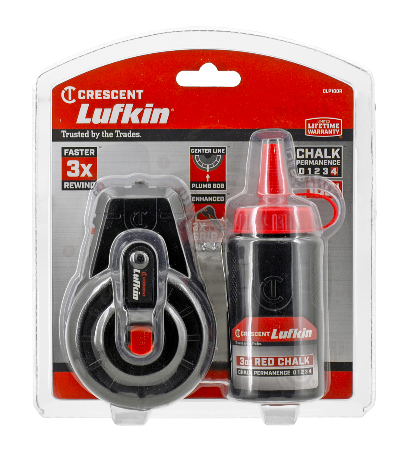 Crescent Tools Lufkin 100' Centerline Plub Bob Chalk Line with Chalk