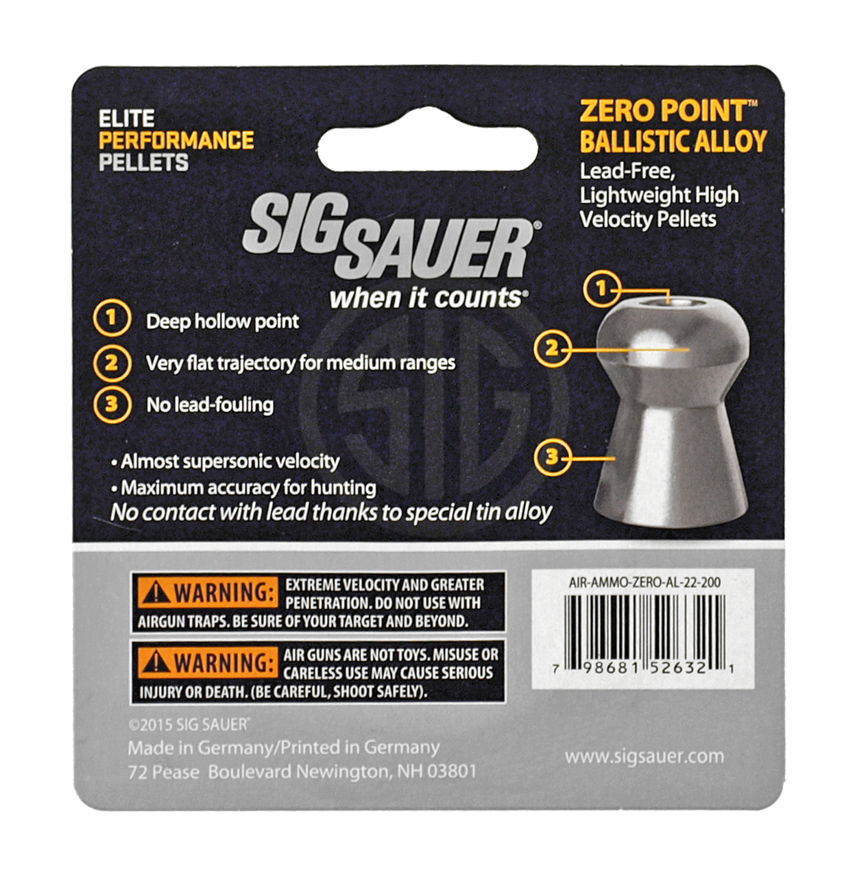200 ct. Zero Point Ballistic Alloy .22 Cal. Pellets SIG SAUER