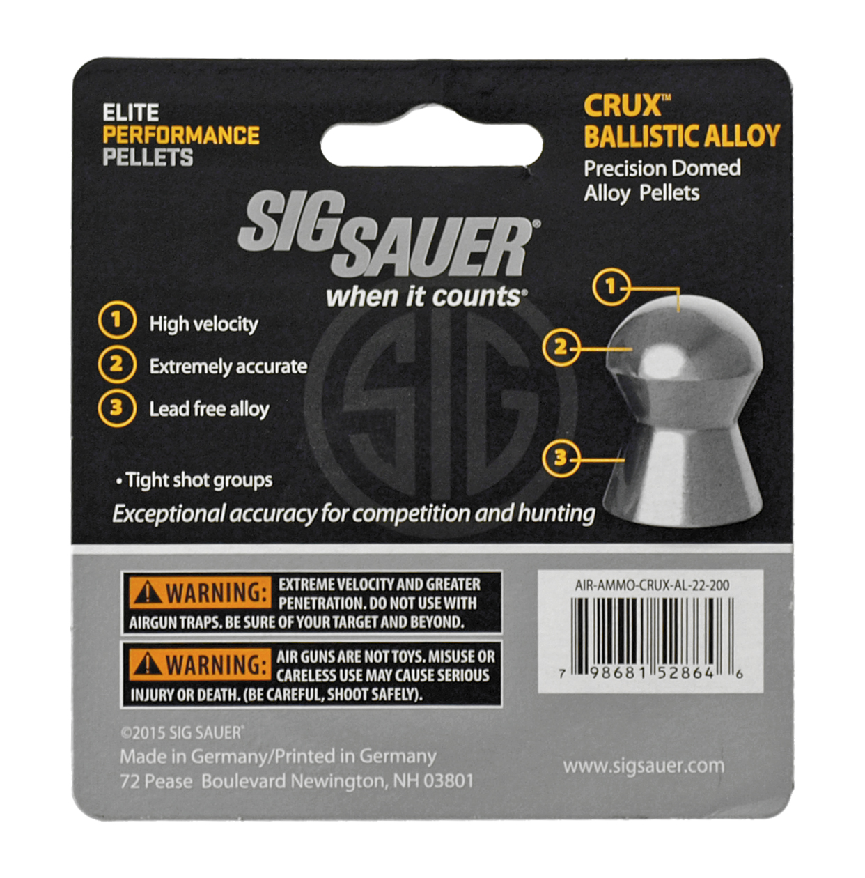 200 ct. Crux Ballistic Alloy .22 Cal. Pellets SIG SAUER