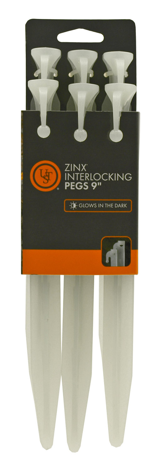 9" Zinx GlowInTheDark Interlocking Tent Stake Tie Down Pegs Set of (6)