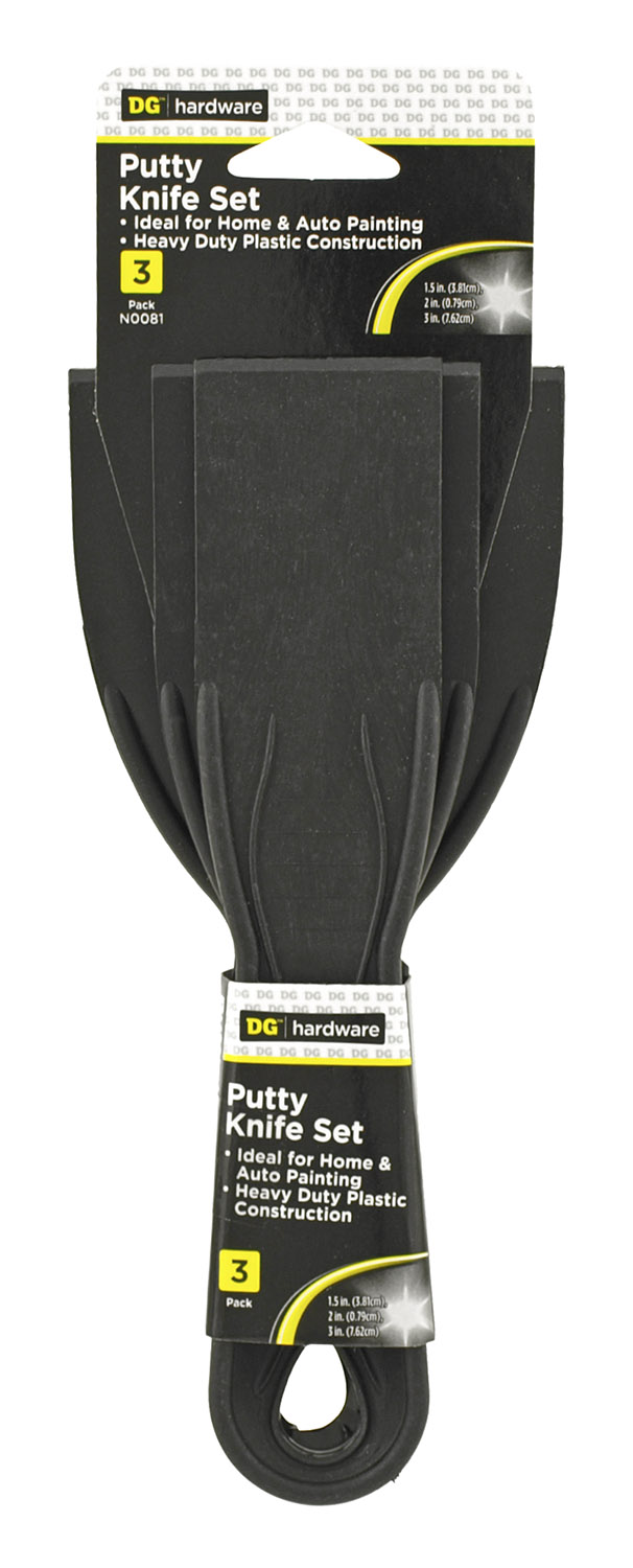 3 pc. Heavy Duty Putty Scrapper Knife Set Black