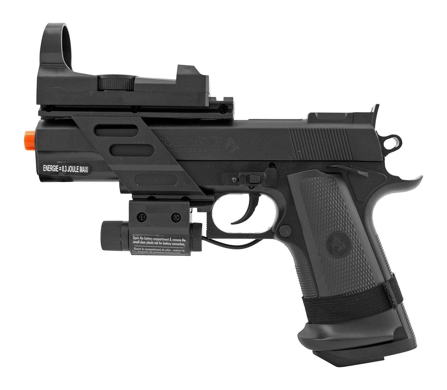 Colt MK IV Spring Powered Airsoft Sidearm Pistol Kit with Target and