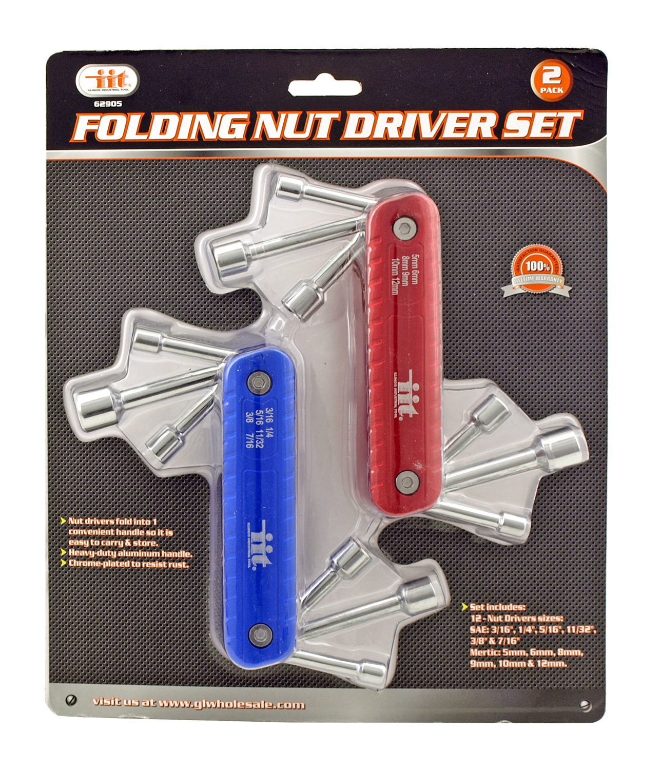 SAE and Metric Swiss Army Style Folding Nut Driver Sets IIT