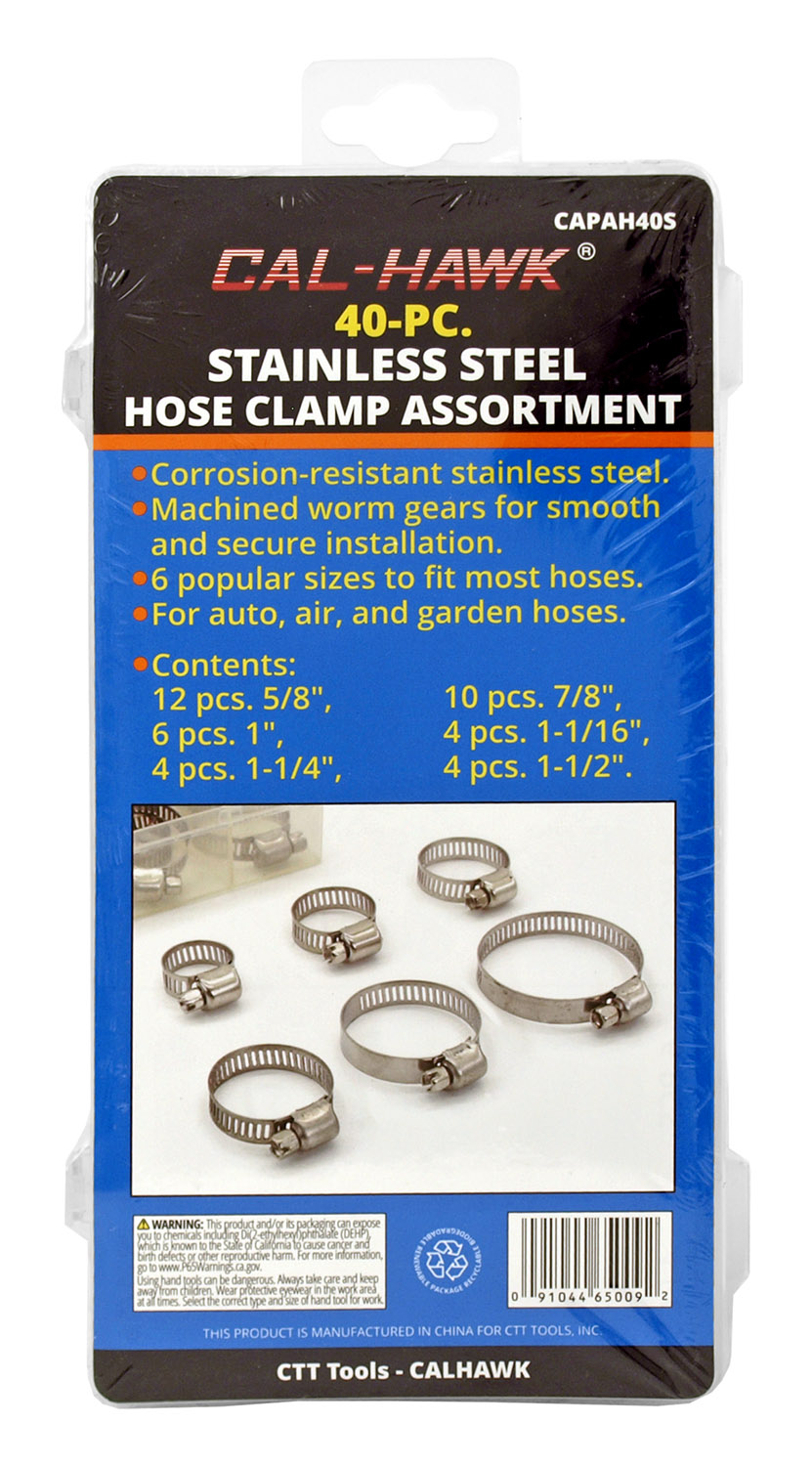 40 PC. Stainless Steel Hose Clamp Assortment CalHawk CAPAH405