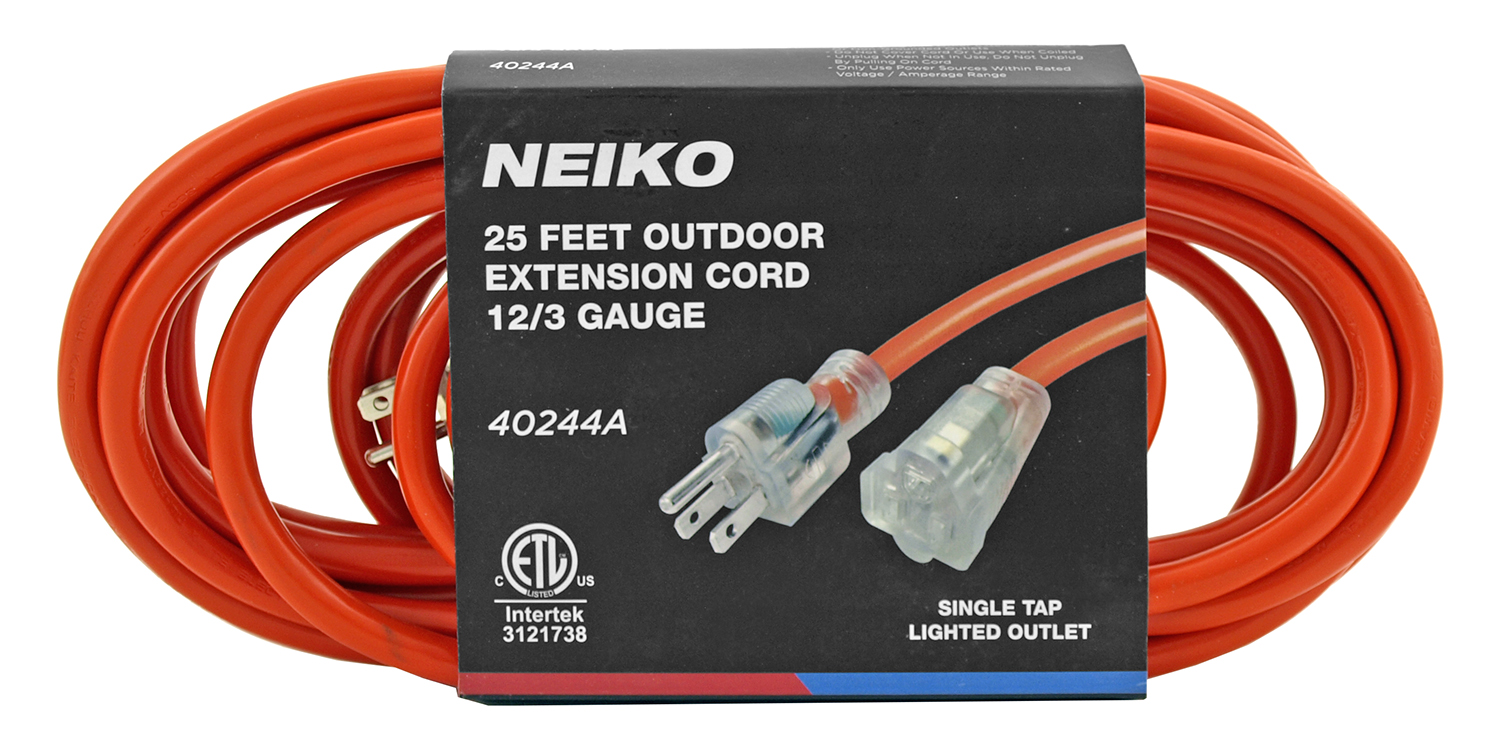 25' Outdoor Extension Cord 12/3 Gauge Neiko