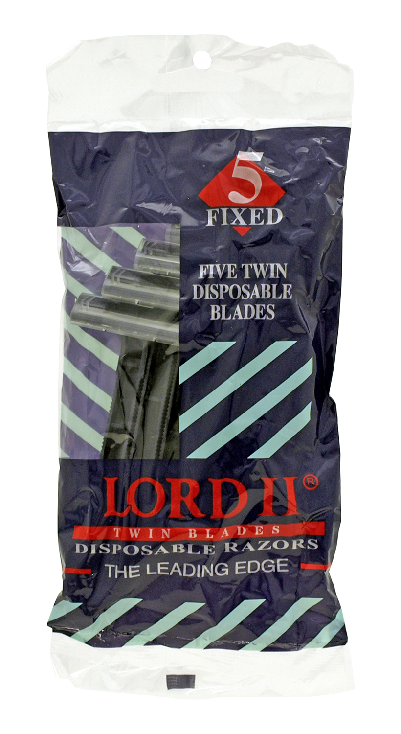 5 pc. Disposable Twin Blade Fized Shaving Razors Lord II