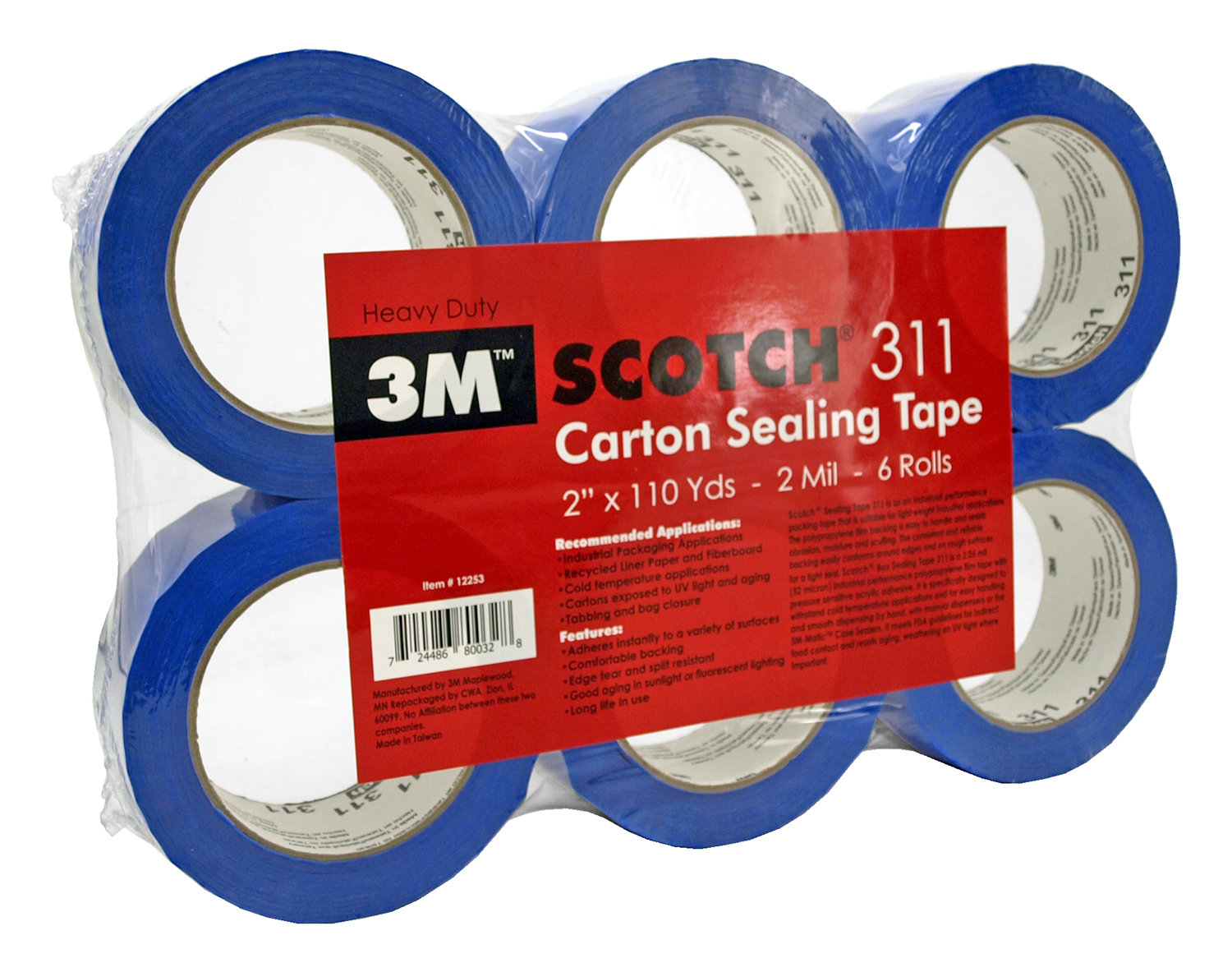 3M Scotch 311 Carton Sealing Tape Blue
