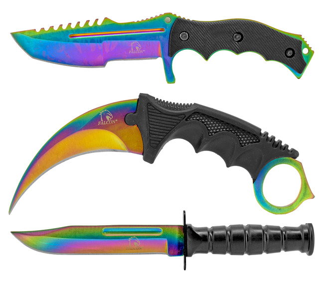 3 pc. Tactical Knife Collection Titanium