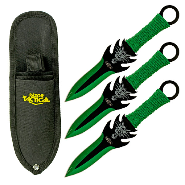 3pc. Throwing Knife Set Green