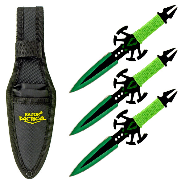 3 pc. Venom Throwing Knife Set Green
