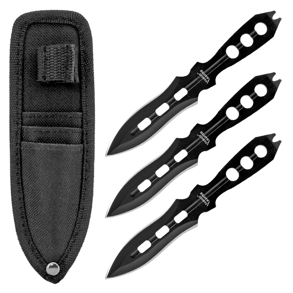 6.13" Wing Tipped Throwing Knives Set Black