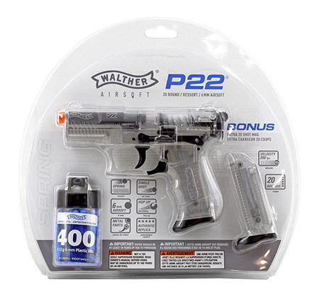 Official Walther P22 Clear Spring Powered Airsoft Pistol with Additional  Magazine - Umarex